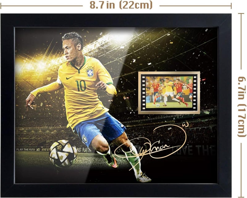 ORIMAMI Gifts for Soccer Player Neymar Jr. Fans - Sport Star Picture Desktop Framed Photo 8x6 Inches with Signed and 1x35mm Film Mini Cell Display - Image 5